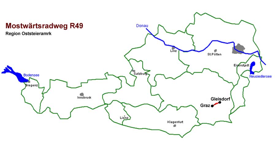 Radweg Landkarte Steiermark