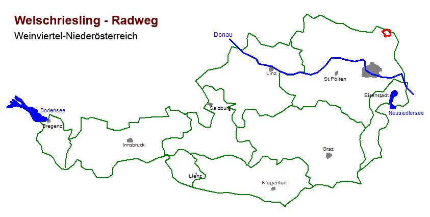 Radwege Landkarte Weinviertel