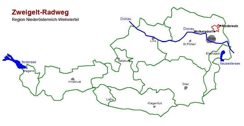 Radwege Landkarte Weinviertel